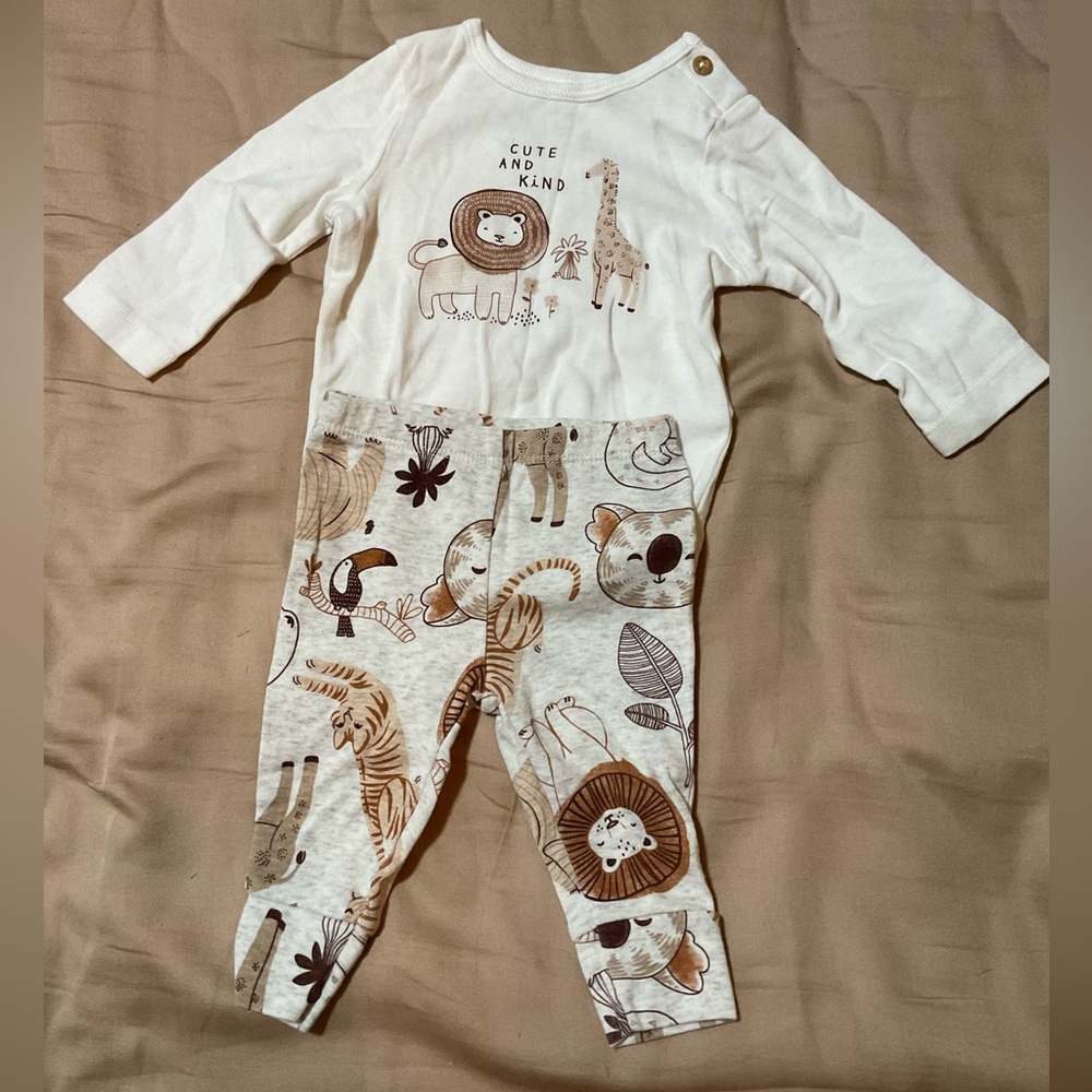 Carter's Cream and Brown Animal Print Footie